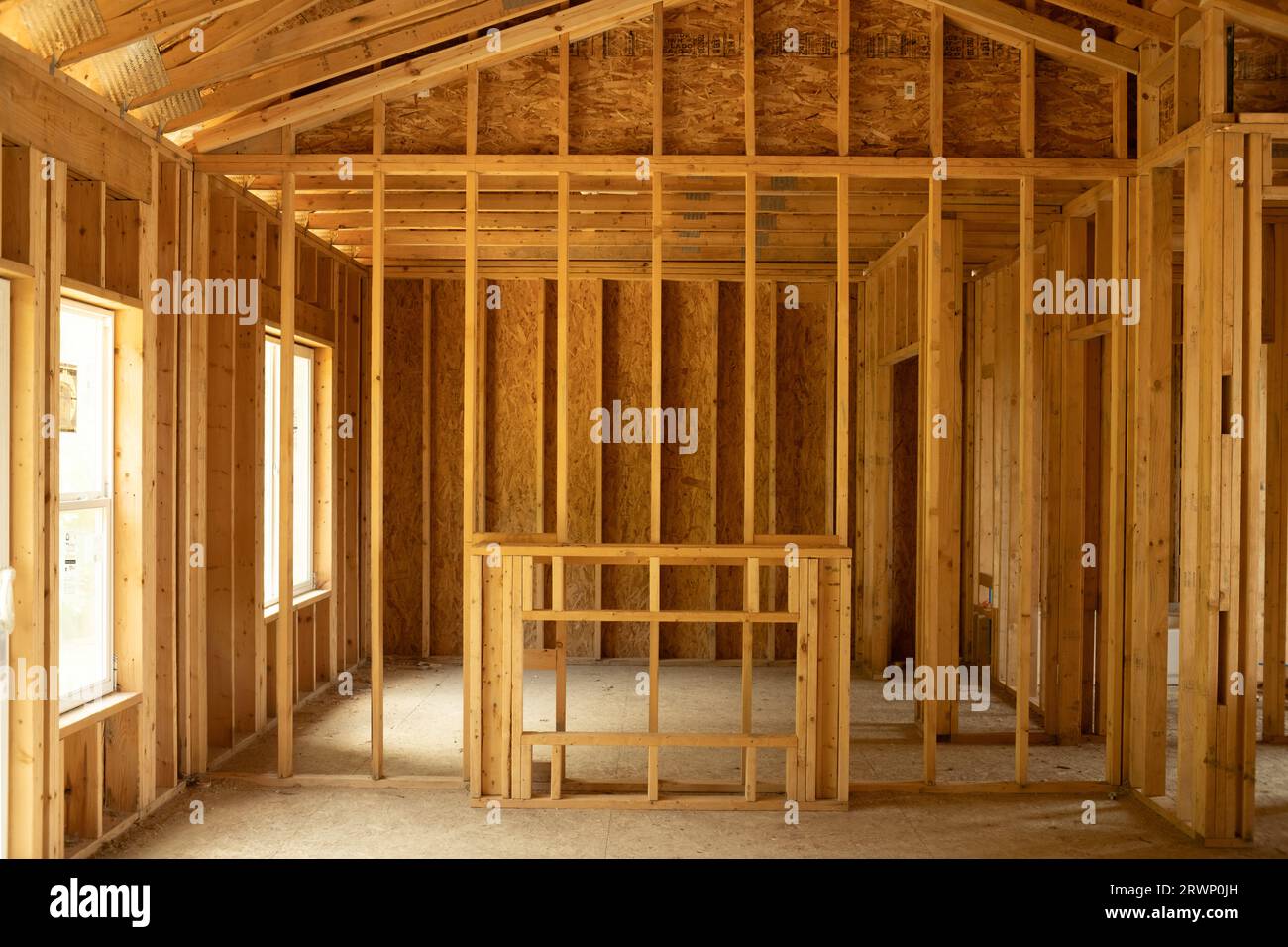 Interior view of a residential home under construction Stock Photo