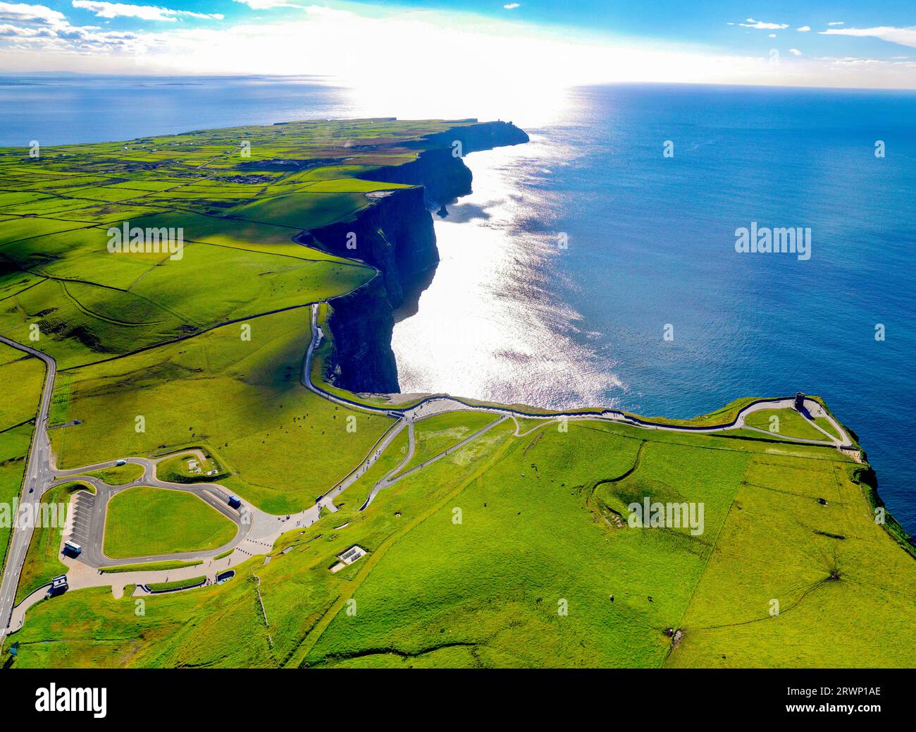 Aerial of the Cliffs of Moher,County Clare, Ireland Stock Photo