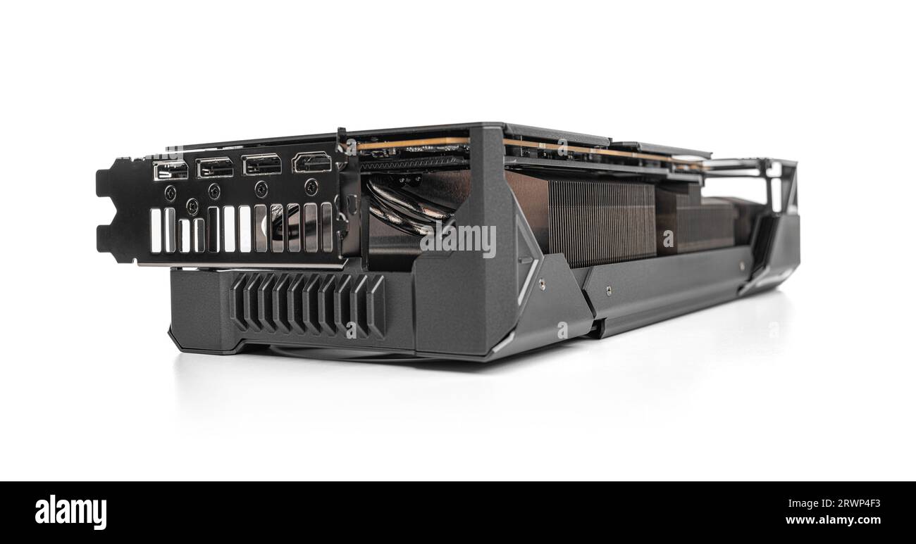 Powerful modern video card on a white background Stock Photo - Alamy