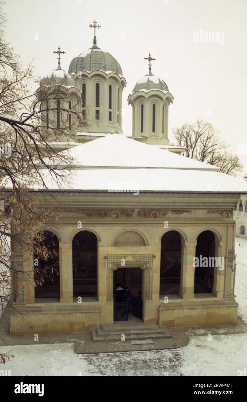 Ilfov County, Romania, approx. 2000. Exterior view of Saint Demetrius Church at Caldarusani Monastery, a historical monument from the 17th century. Stock Photo