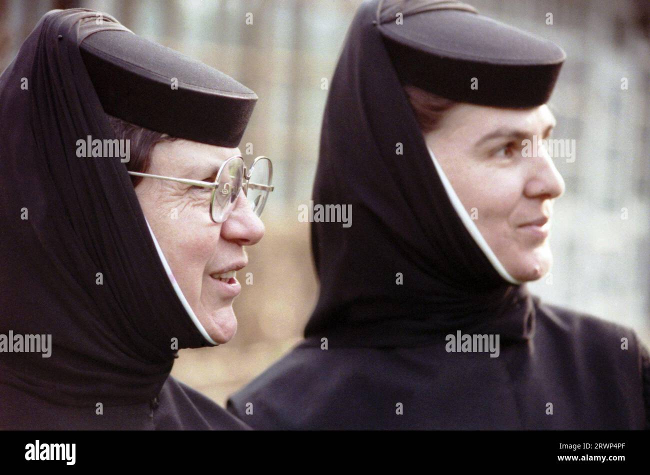 Ilfov County, Romania, 1999. Portrait of nuns at Pasarea Monastery. Stock Photo