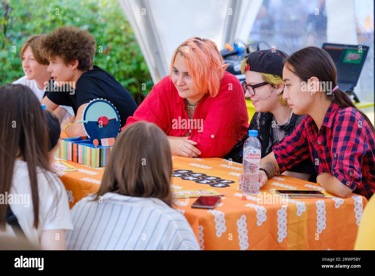 Vilnius, Lithuania September 12, 2023 Happy young people gathering