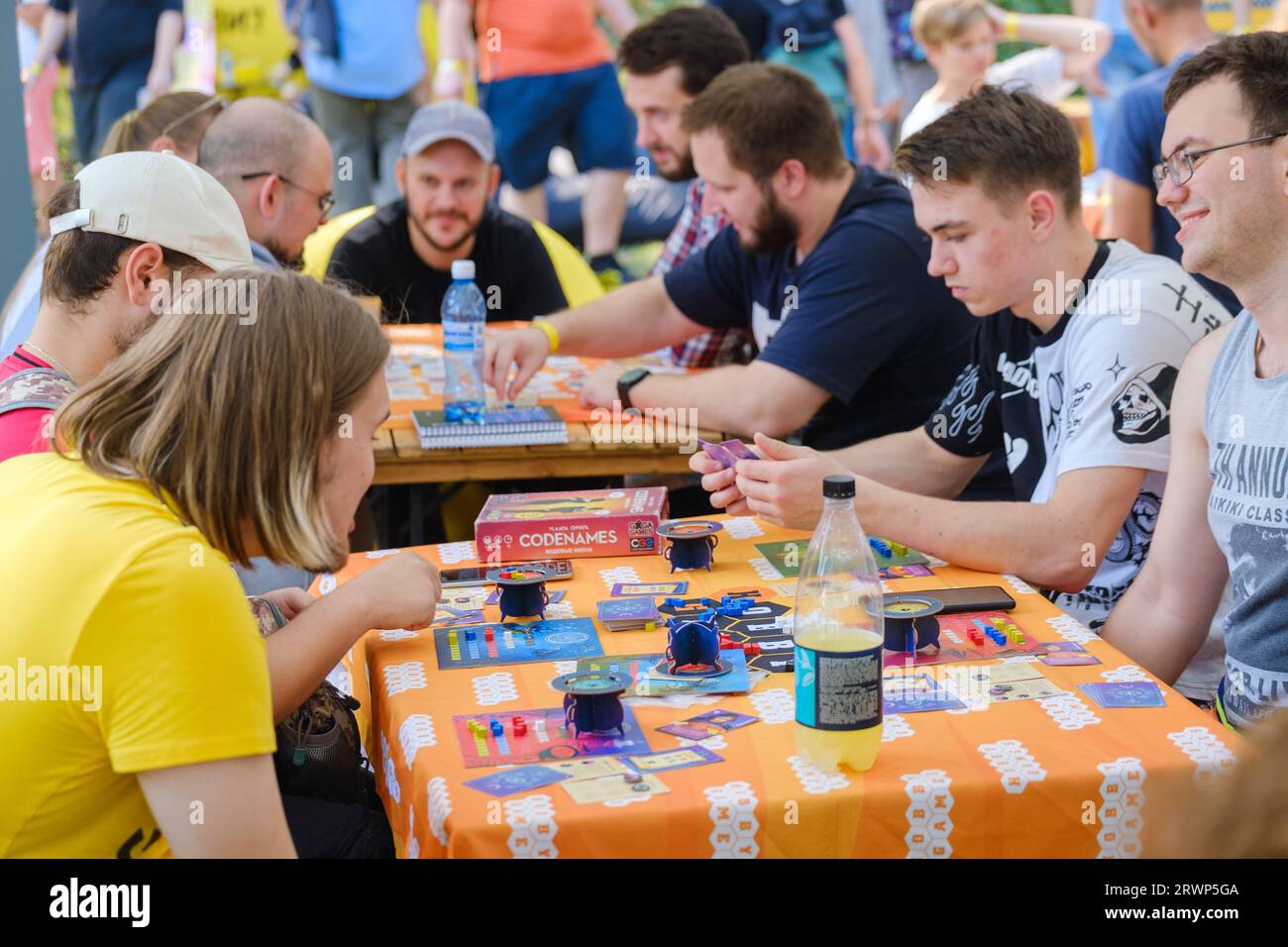 Vilnius, Lithuania - September 12, 2023: Happy young people gathering