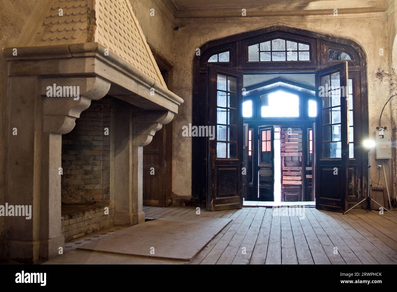 Old abandoned forgotten historical castle. Former mansion of Princess of Oldenburg. Stock Photo
