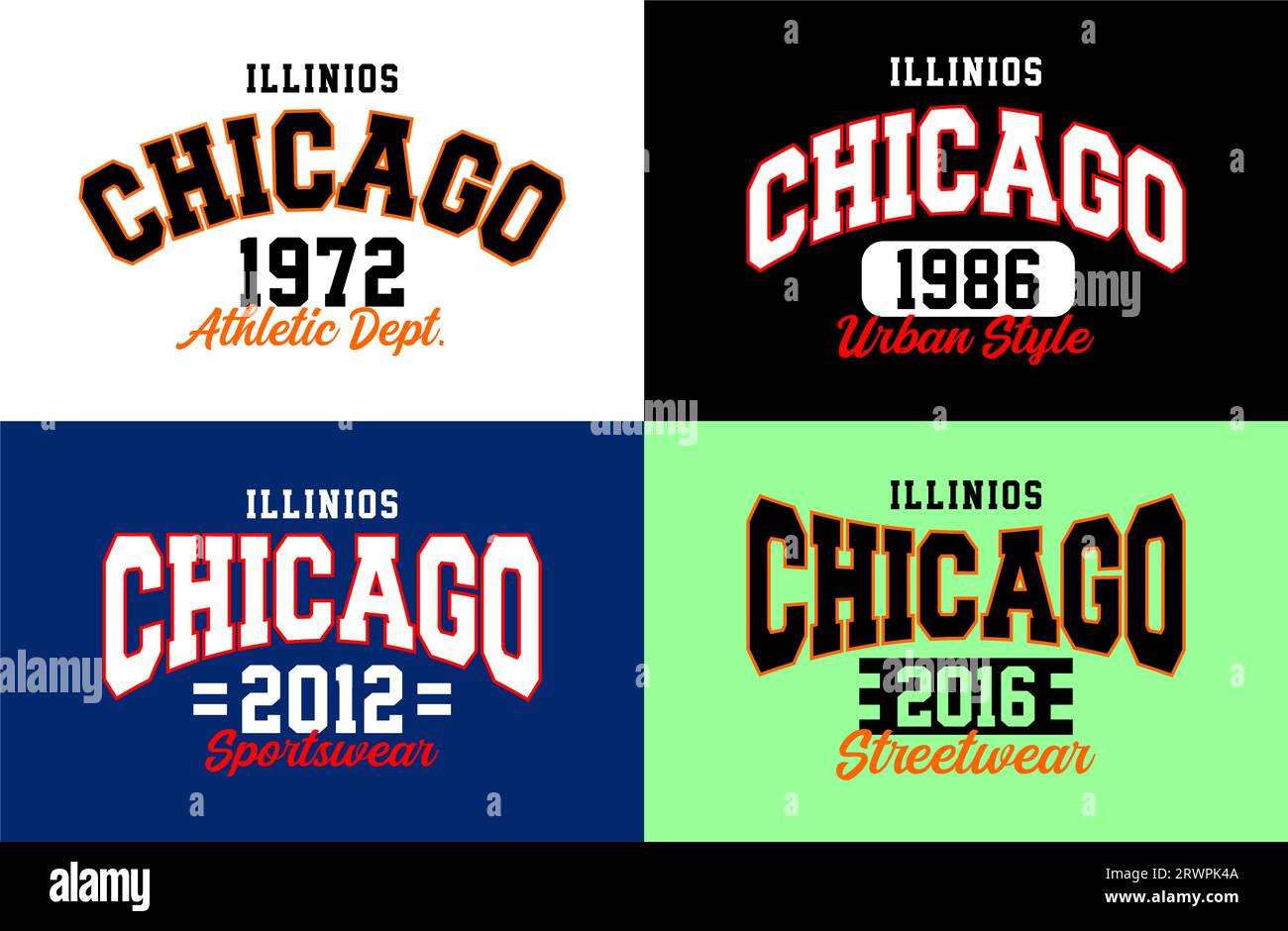 chicago,illinois, urban style, vintage college for t-shirt, posters, labels, etc. vector design Stock Vector