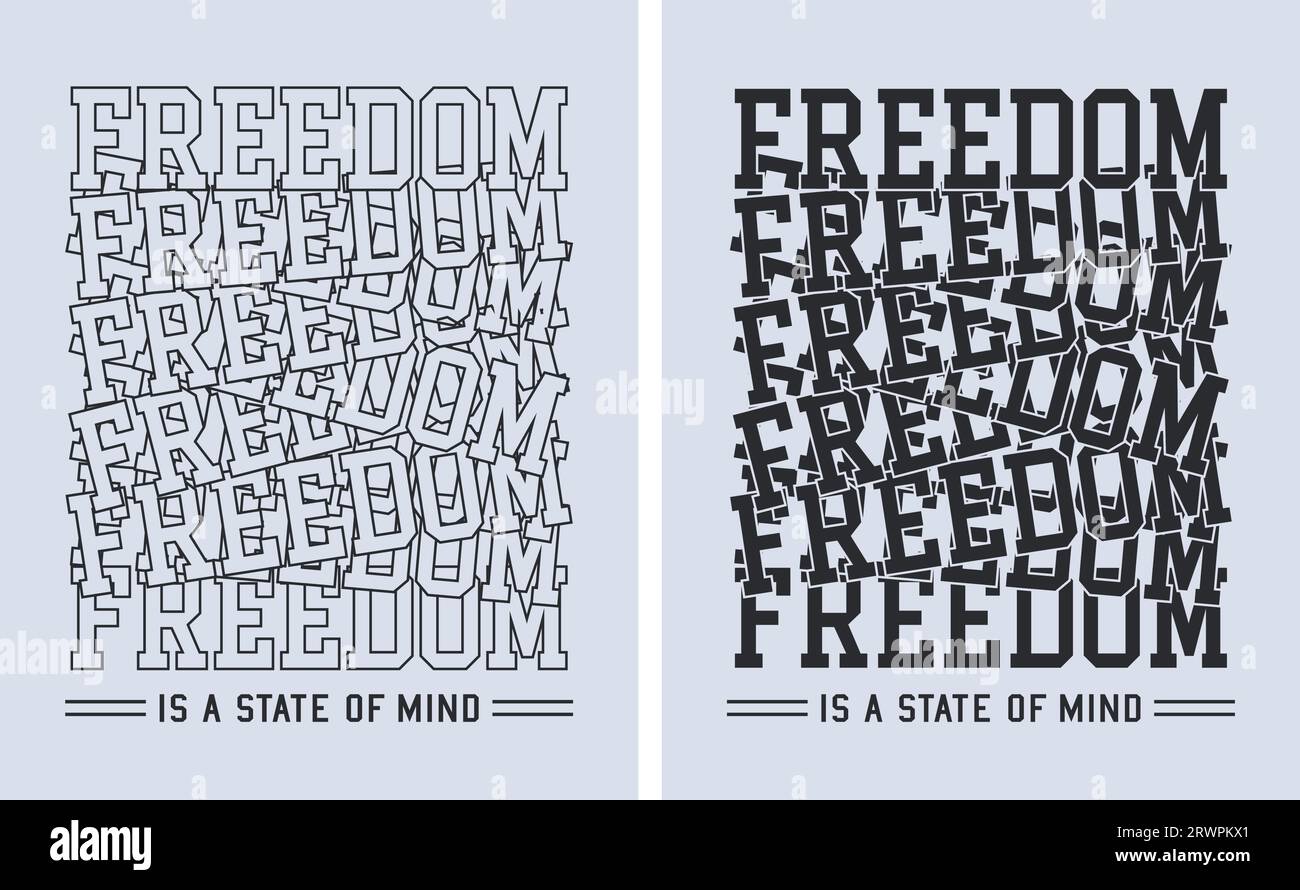 freedom is a state of maind, motivational quote, lettering concept, banner, poster, etc. Stock Vector