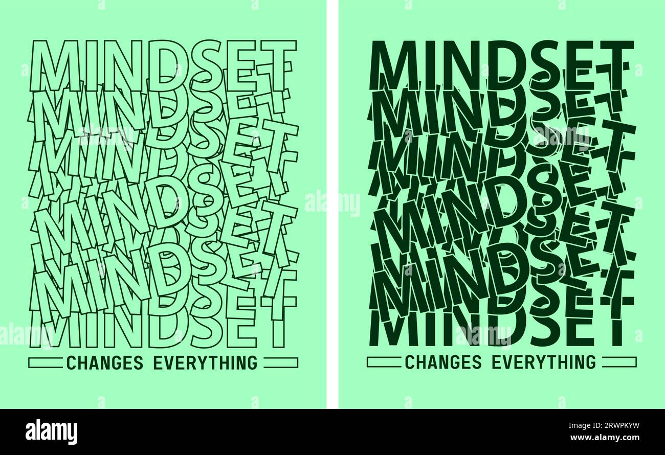 minset changes everything, motivational quote, lettering concept, banner, poster, etc. Stock Vector