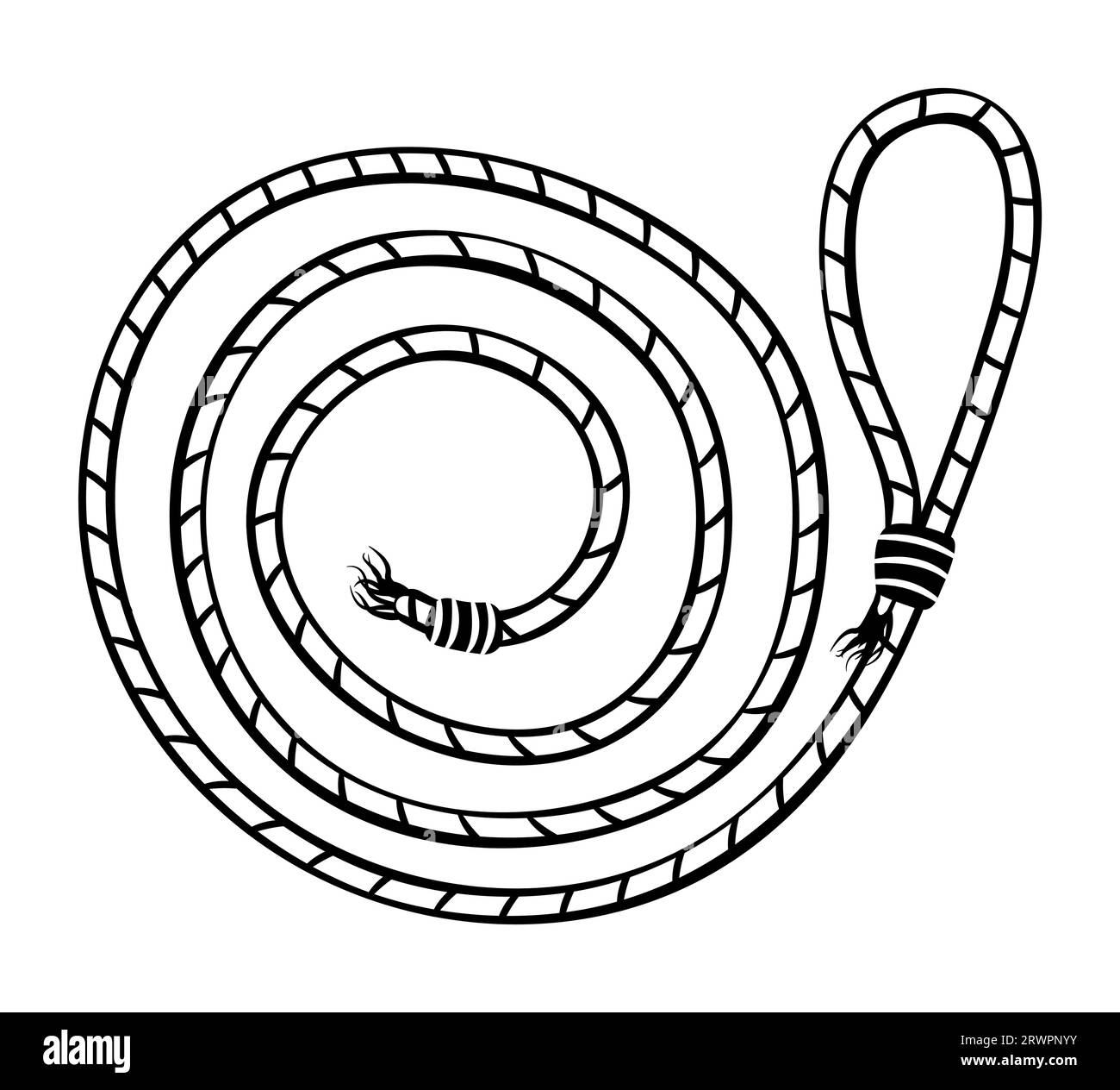 Cowboy rope lasso black and white, vector illustration Stock Vector