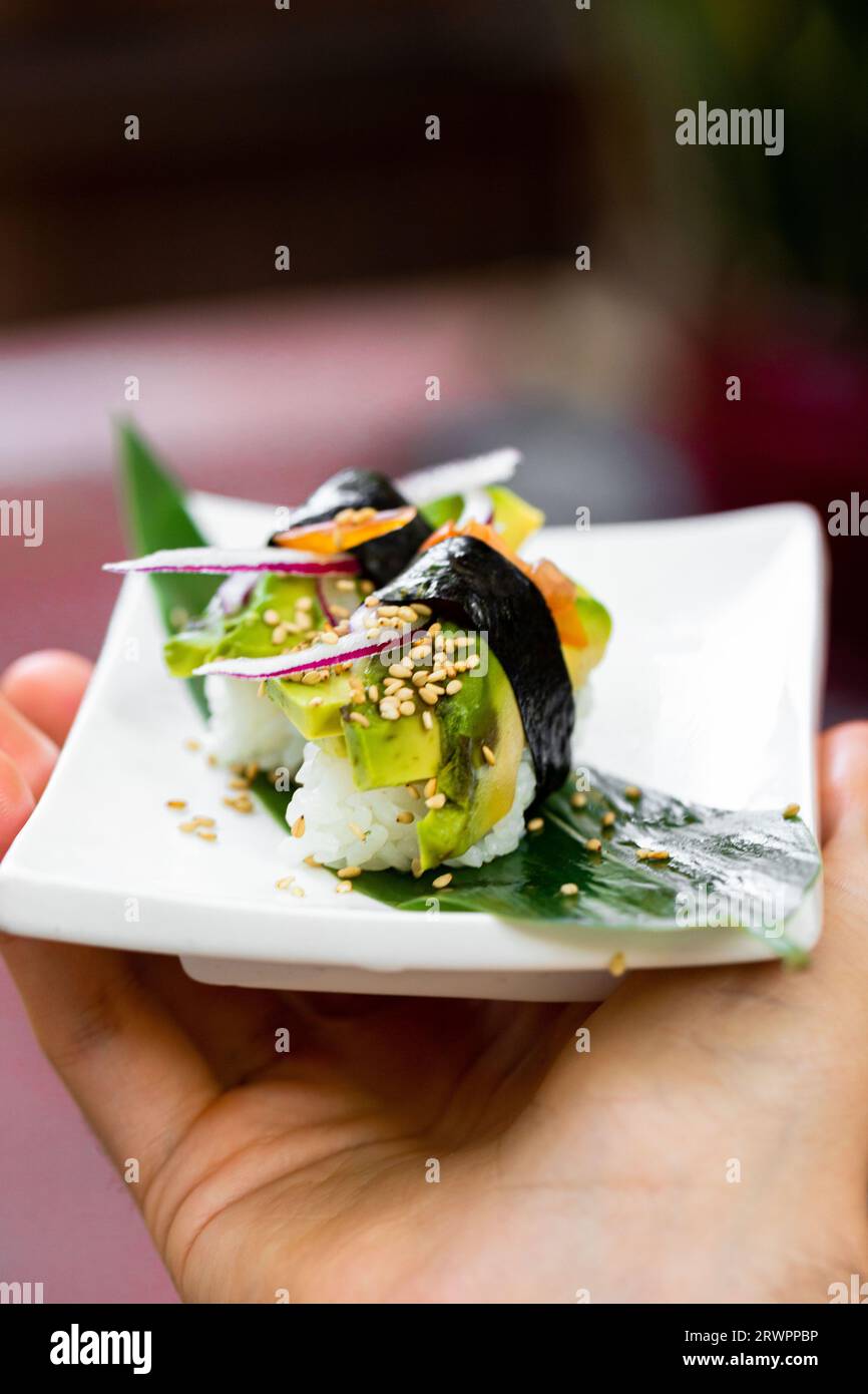 Vegetarian sushi roll Stock Photo - Alamy