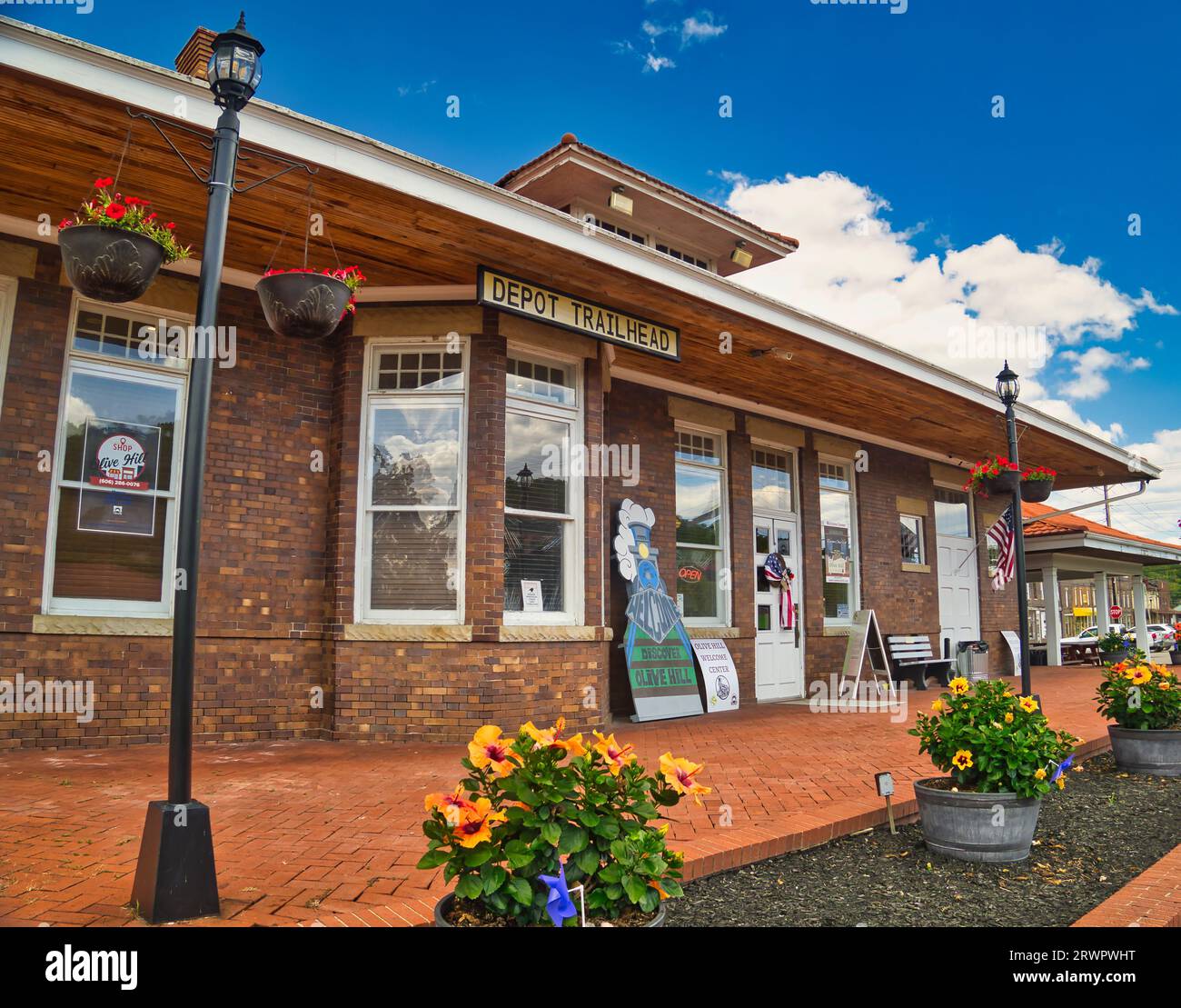 A 1910 Prairie style railroad depot in downtown Olive Hill, Ky USA 2023 Stock Photo