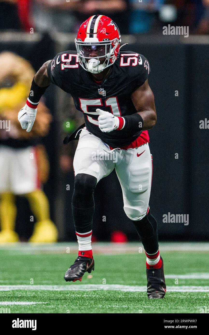 Atlanta Falcons linebacker DeAngelo Malone (51) during an NFL football game  against the Cincinnati Bengals, Sunday, Oct. 23, 2022, in Cincinnati. (AP  Photo/Emilee Chinn Stock Photo - Alamy