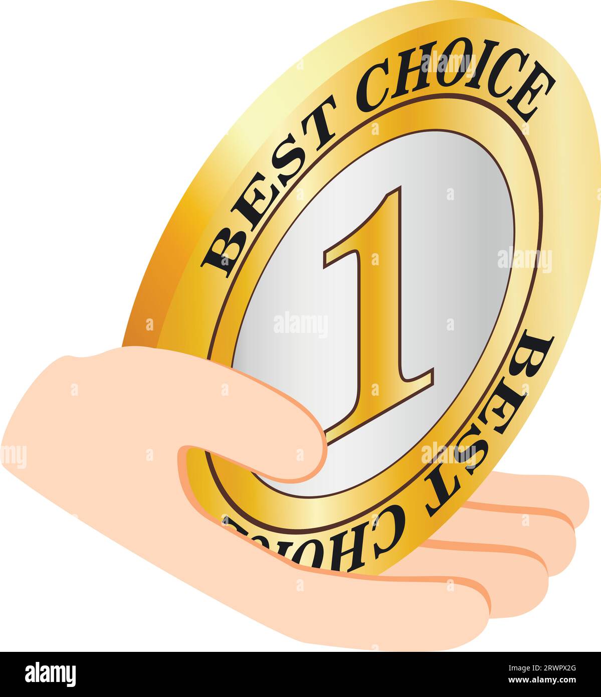 First place icon isometric vector. Golden best choice sign in human ...
