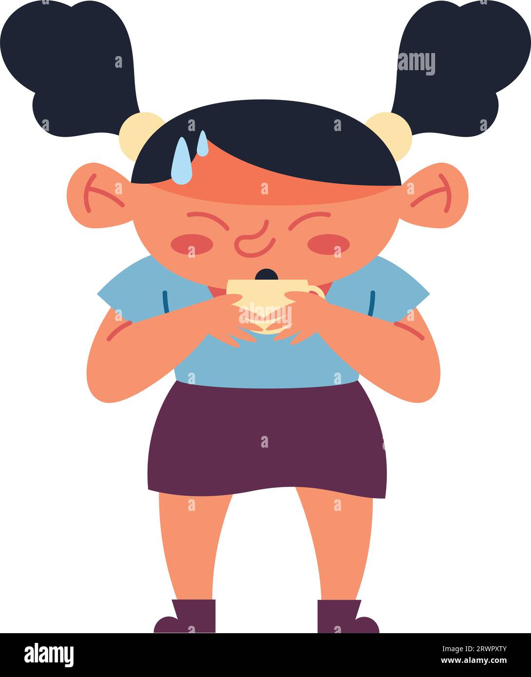 kid sick drinking tea vector isolated Stock Vector Image & Art Alamy