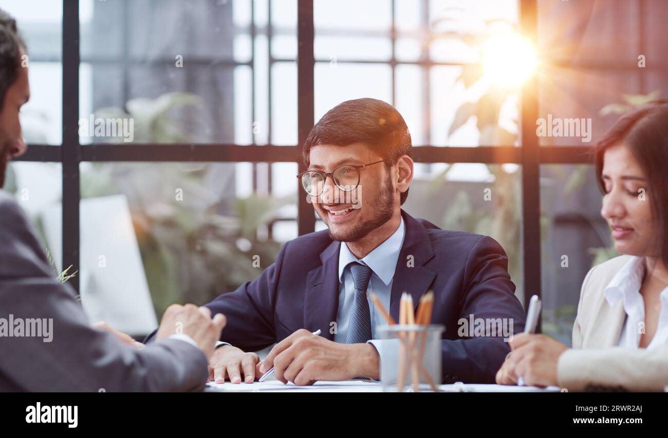 creative team working on project. Group of business people sitting together at the table Stock Photo