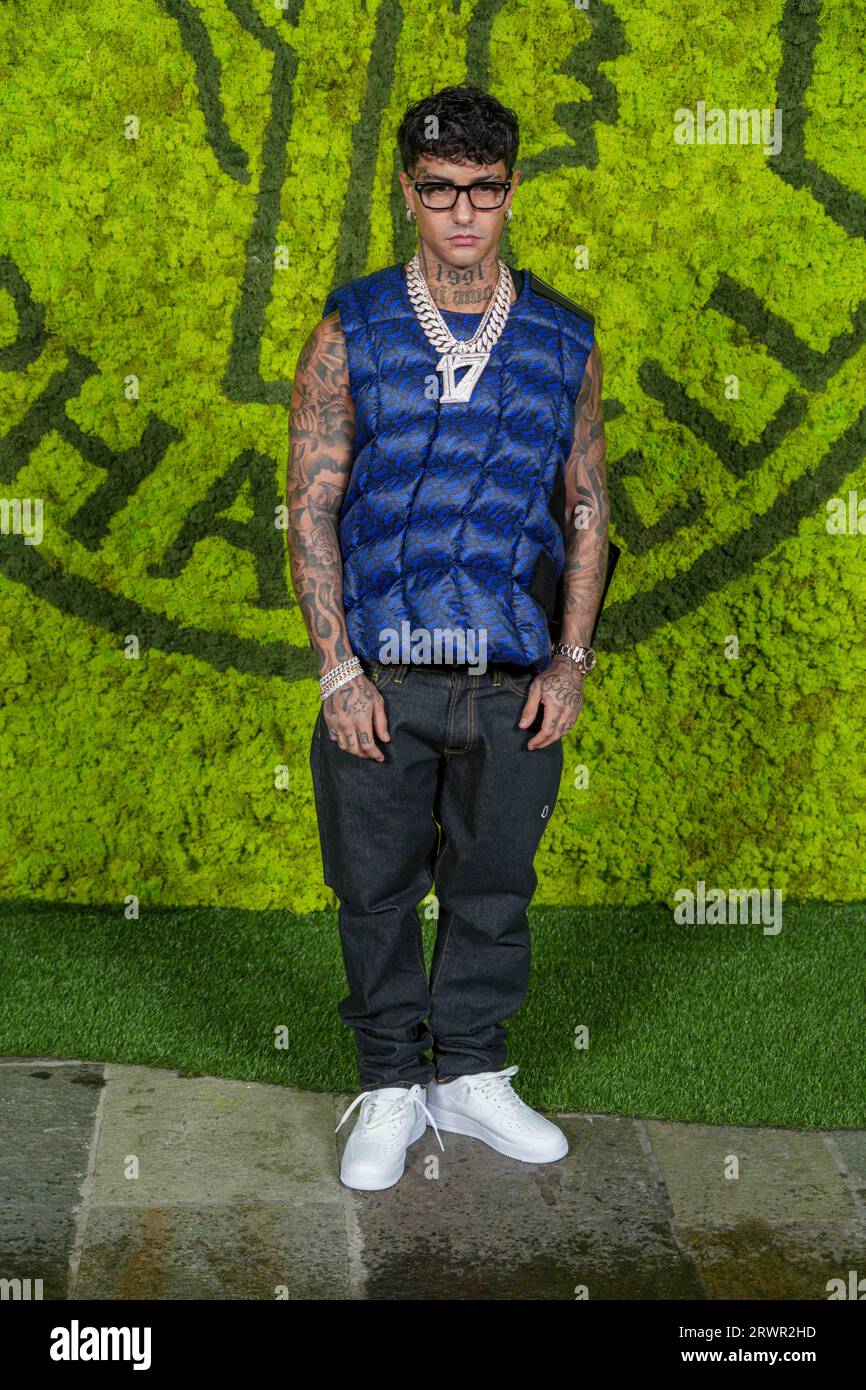 Milan, Italy. 20th Sep, 2023. Milan Fashion Week, Spring Summer 2024 celebrity arrives to the event's Moncler Milan, Women's Fashion Autumn Winter 2024 Arrivals at the Moncler event for the launch of the Pharrell Williams collection Pictured: Tony Effe Credit: Independent Photo Agency/Alamy Live News Stock Photo