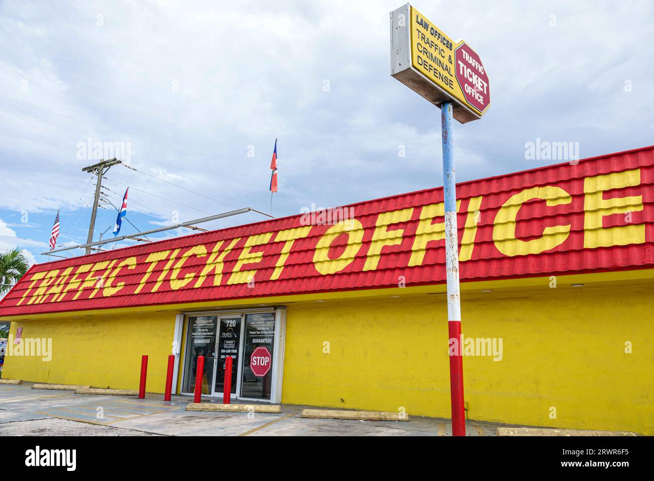 Miami Beach Florida,Traffic Ticket Office,law offices criminal defense,sign information,promoting promotion,advertising Stock Photo