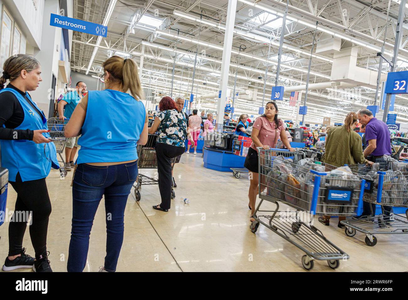 Miami Hialeah Gardens Florida,Walmart Supercenter inside interior indoors,discount department store,business stores businesses shops merchants markets Stock Photo