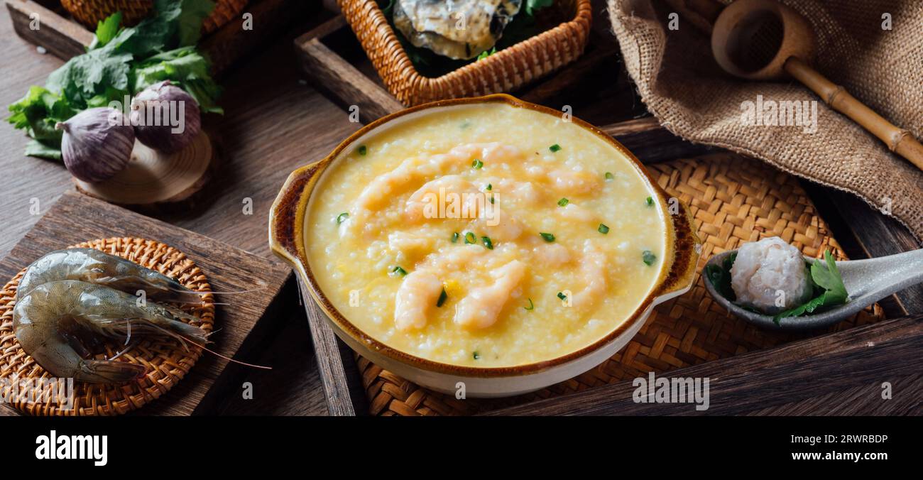 Chinese cuisinea casserole Chaoshan seafood porridge.seafood porridge