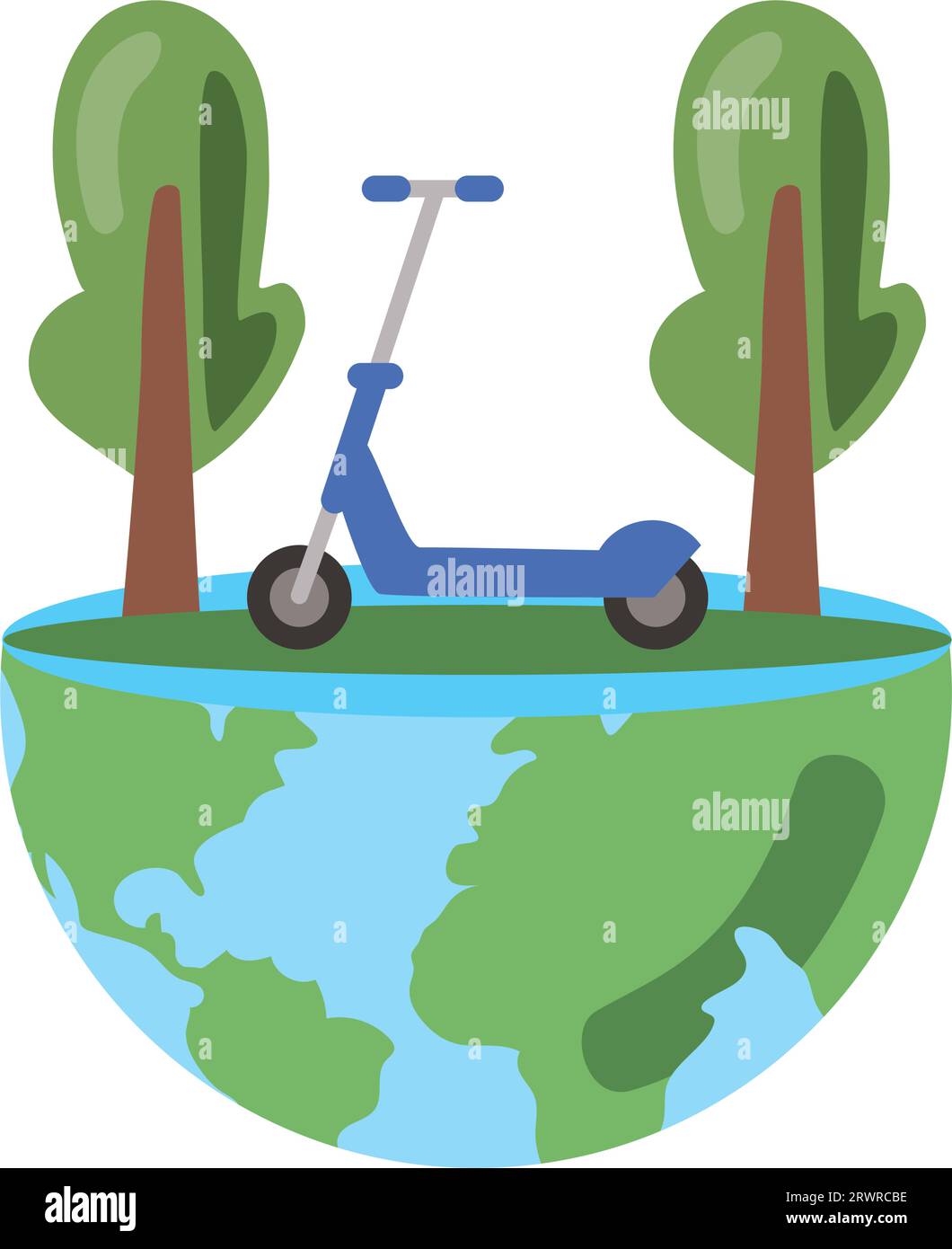 car free day with electric scooter vector isolated Stock Vector