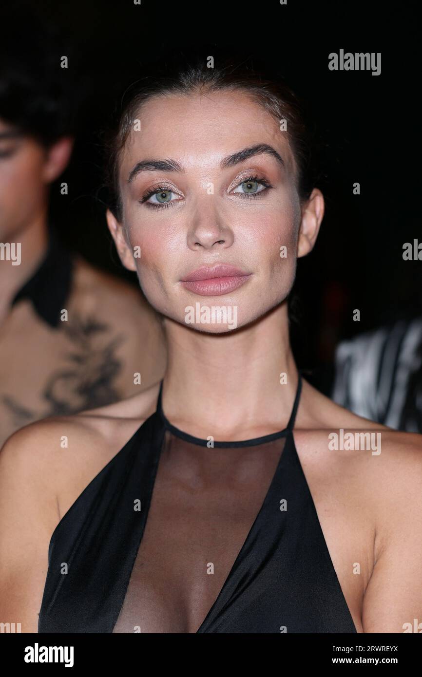 Amy Jackson poses before to Roberto Cavalli fashion show during Milan ...