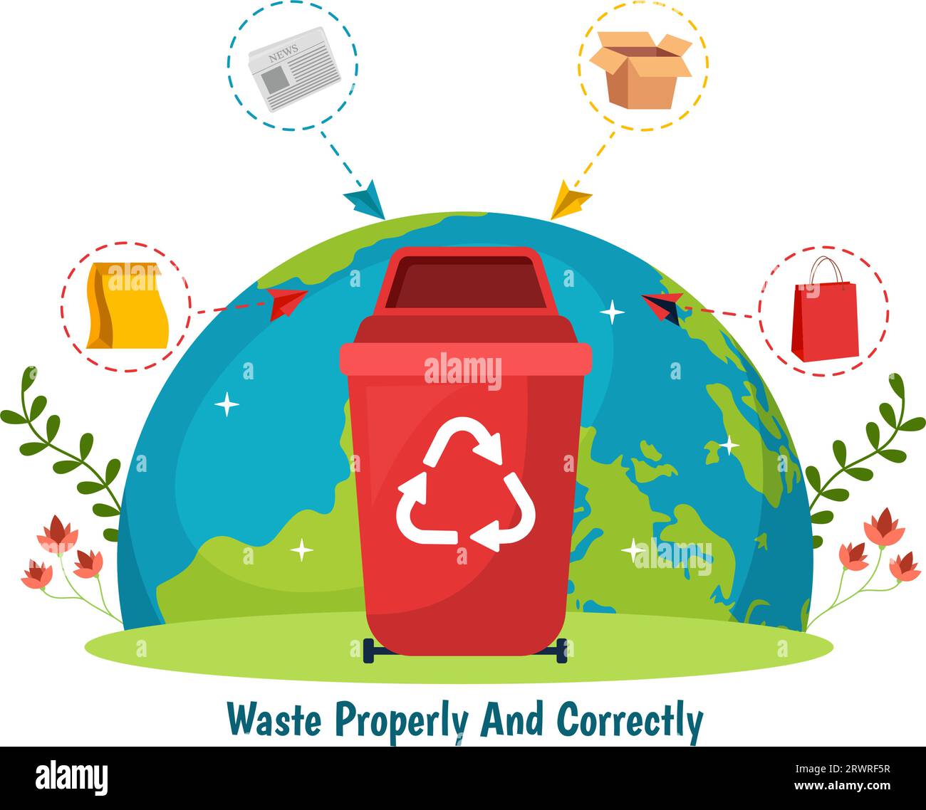 Waste Properly And Correctly Vector Illustration with Demonstration of