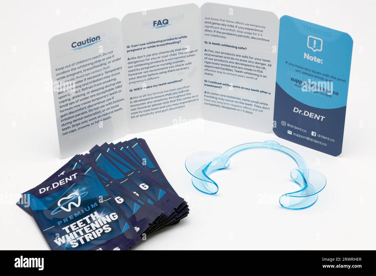 Information Leaflet for Teeth Whitening Strips from Dr.Dent, Premium Sensitive Care Plus, one