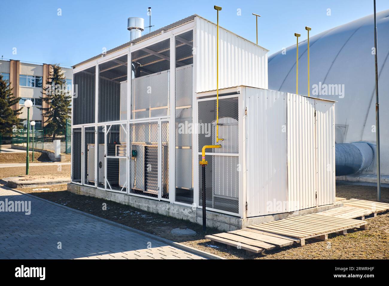 Inflatable air dome stadium. Inflated Football soccer air dome. Modern