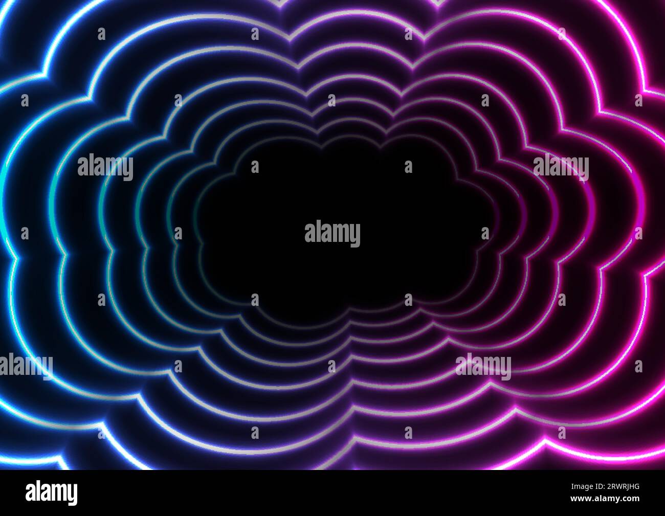 Blue and purple neon clouds abstract tech background. Vector illustration Stock Vector