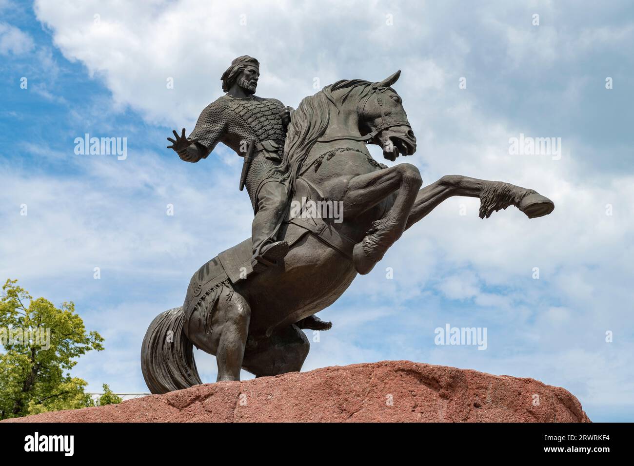 RYAZAN, RUSSIA - JUNE 16, 2023: Monument to the legendary Russian warrior Evpatiy Kolovrat on a June day Stock Photo