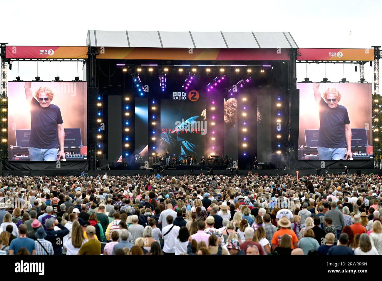 Mick Hucknall performing at the BBC Radio 2 In The Park, Leicester, United Kingdom on 17