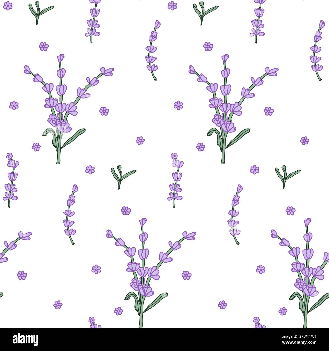 Lavender colorful flower seamless pattern for textile. Stock Vector