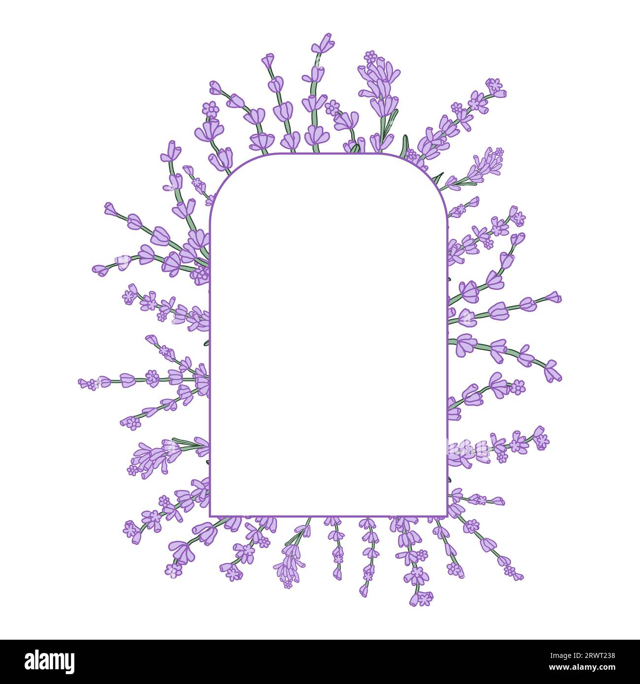 Lavender colorful flower wreath for card or invite. Vector background. Stock Vector