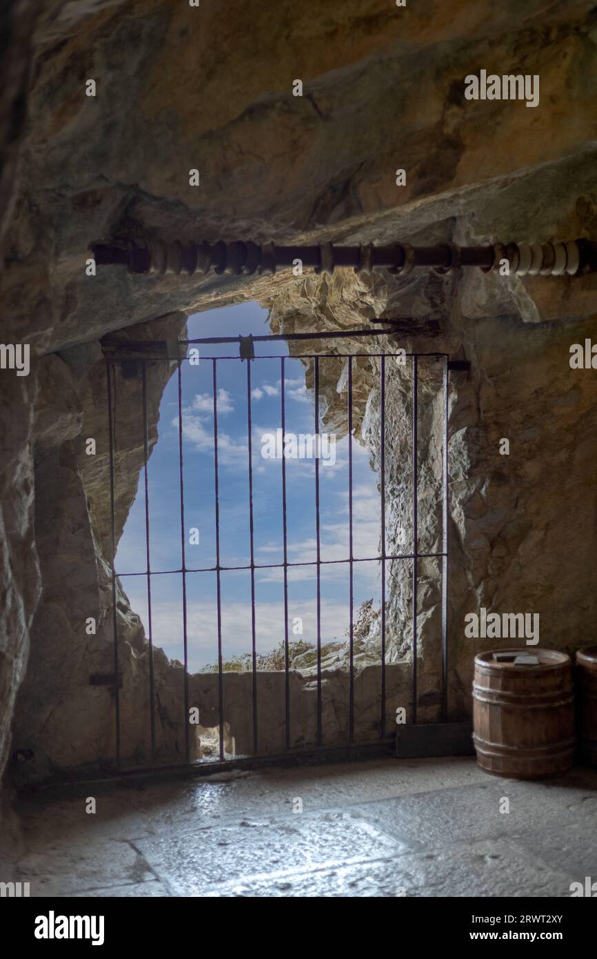 The mannequins and military equipment in the fortress of the top of The