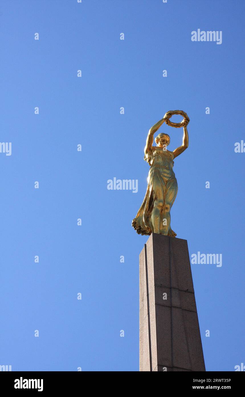 Monument du souvenir, Statue of Liberty in Luxembourg, blue sky background Stock Photo