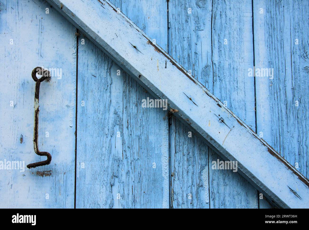 Shutter Cross Bar Light blue painted wooden shutter with metal latch and crossbar, format ...