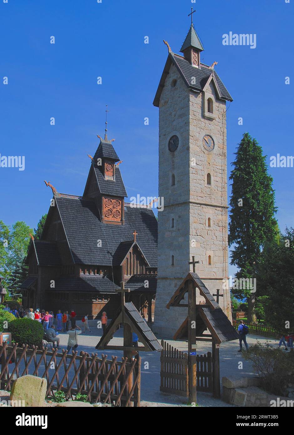 Wang Church in Krummhuebel in the Giant Mountains Stock Photo
