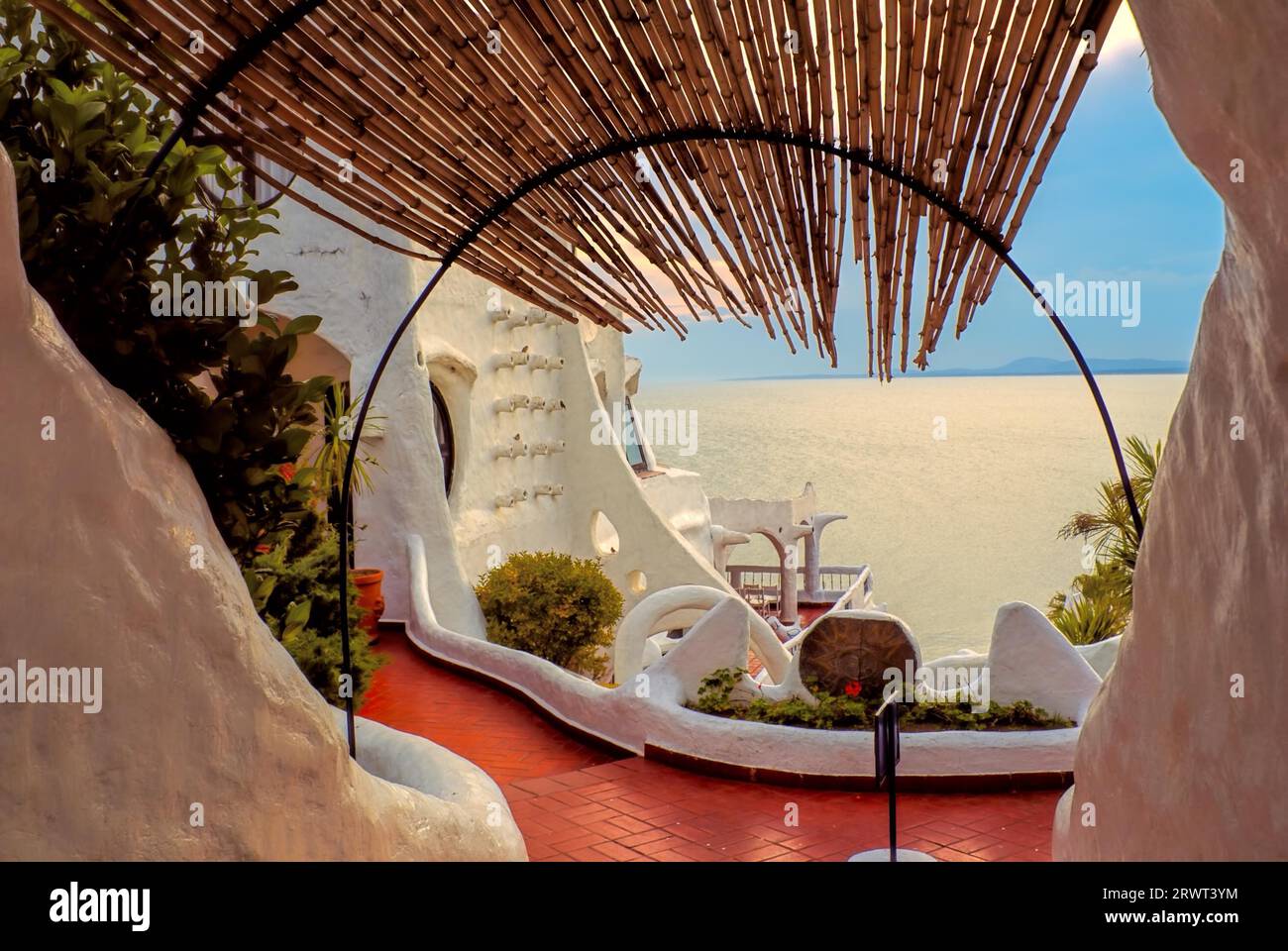 Picturesque view of the terrace in Casa Pueblo de Carlos Paez Villaro in Uruguay Stock Photo
