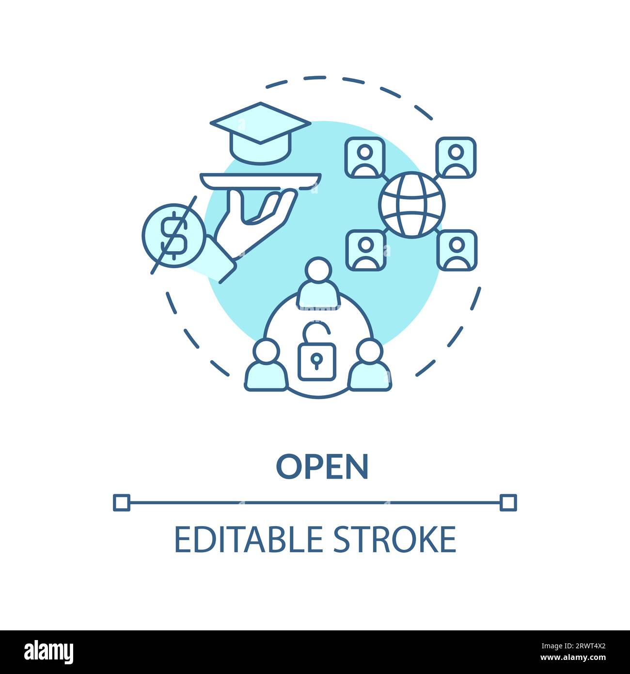 Customizable blue thin linear icon open concept Stock Vector