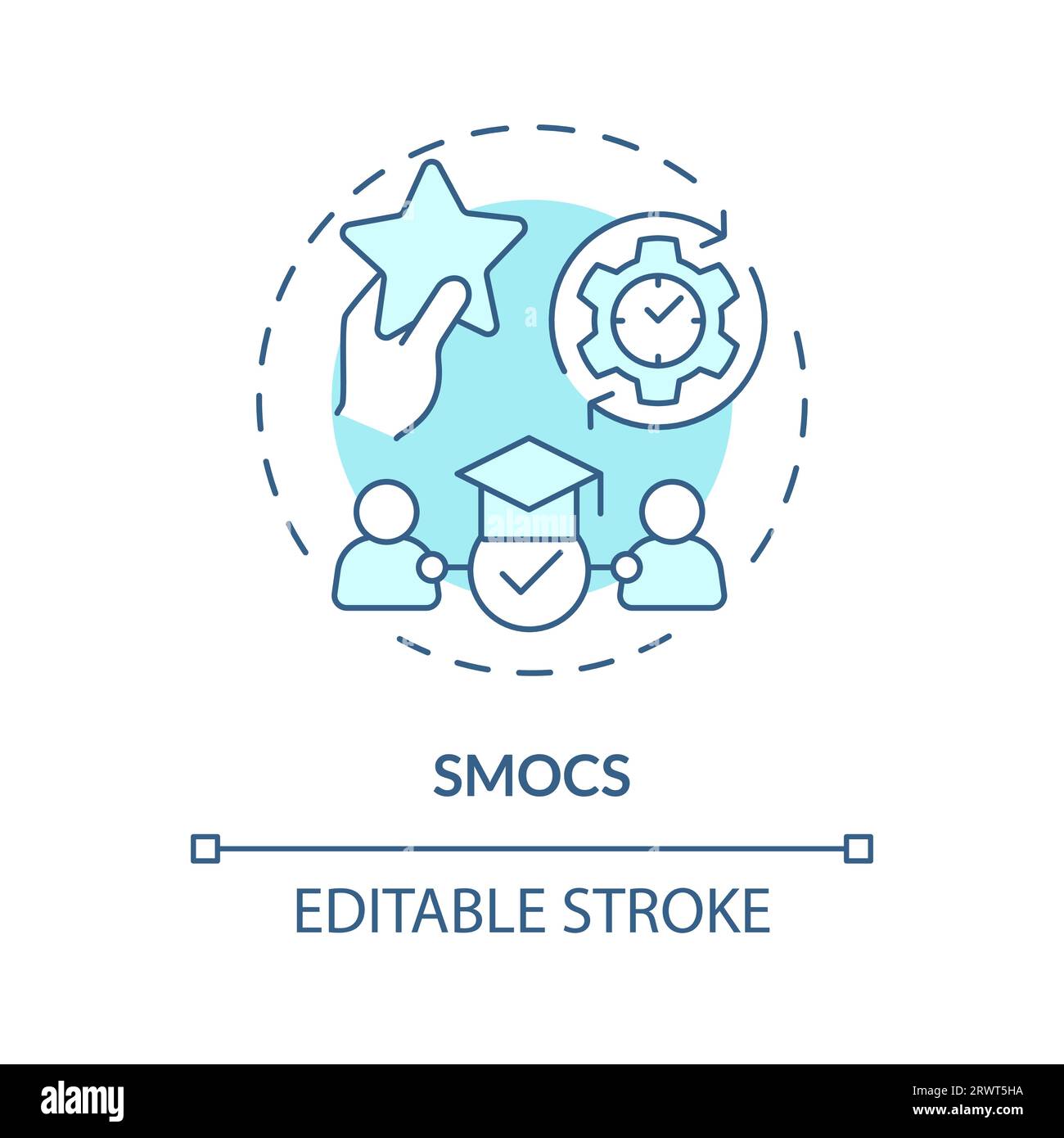 Customizable blue thin linear icon SMOCs concept Stock Vector