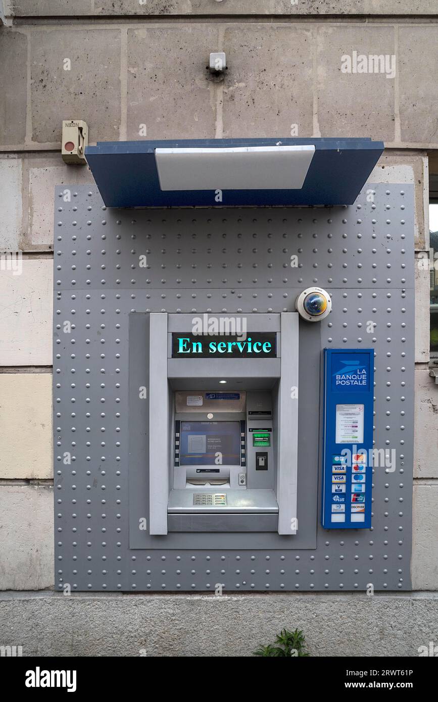 Cash dispenser, integrated in a house wall, Paris, France, Europe Stock Photo