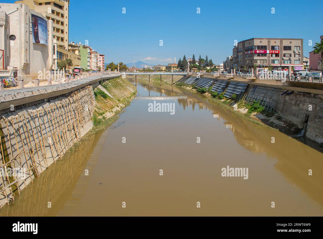 Asi River, Antakya, Hatay, Turkey - September 23rd 2009: dividing the city into two, known as 'Asi Nehri' in Turkish Stock Photo