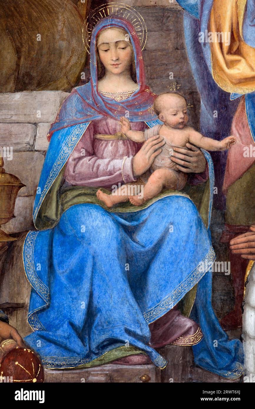 Adoration of the Magi in the fresco by Bernardino Luini in the church ...