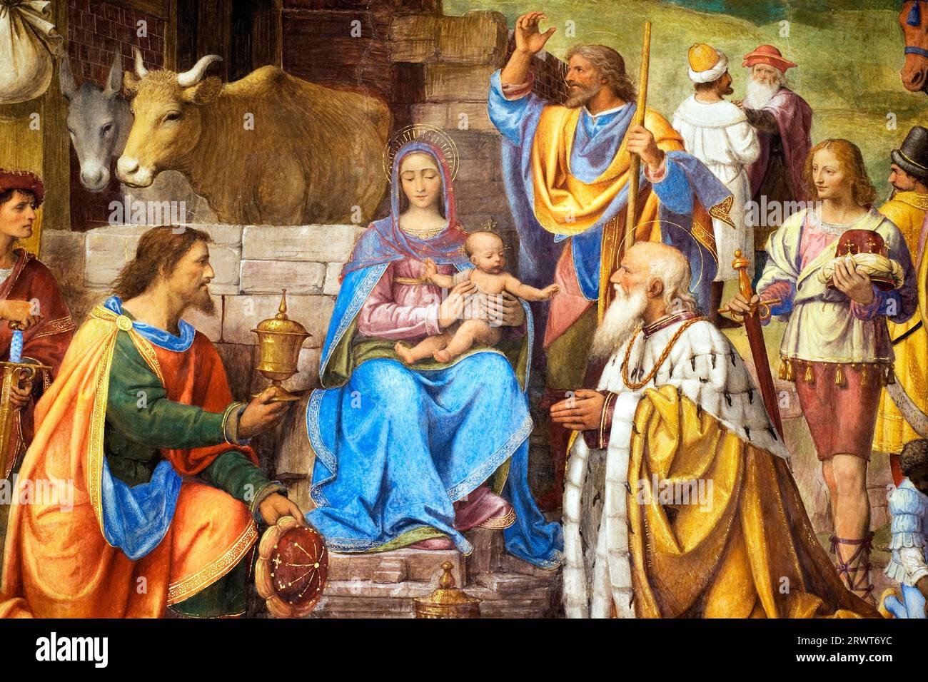 Adoration of the Magi in the fresco by Bernardino Luini in the church ...