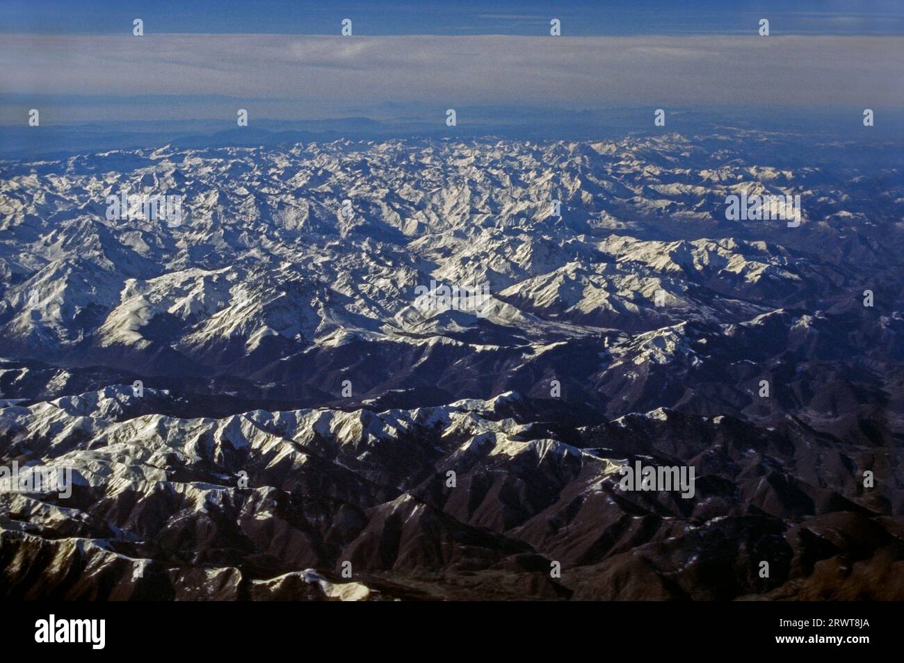 Aerial photograph of the Pyrenees, Spanish and French Pyrenees, border mountains between France and Spain Stock Photo