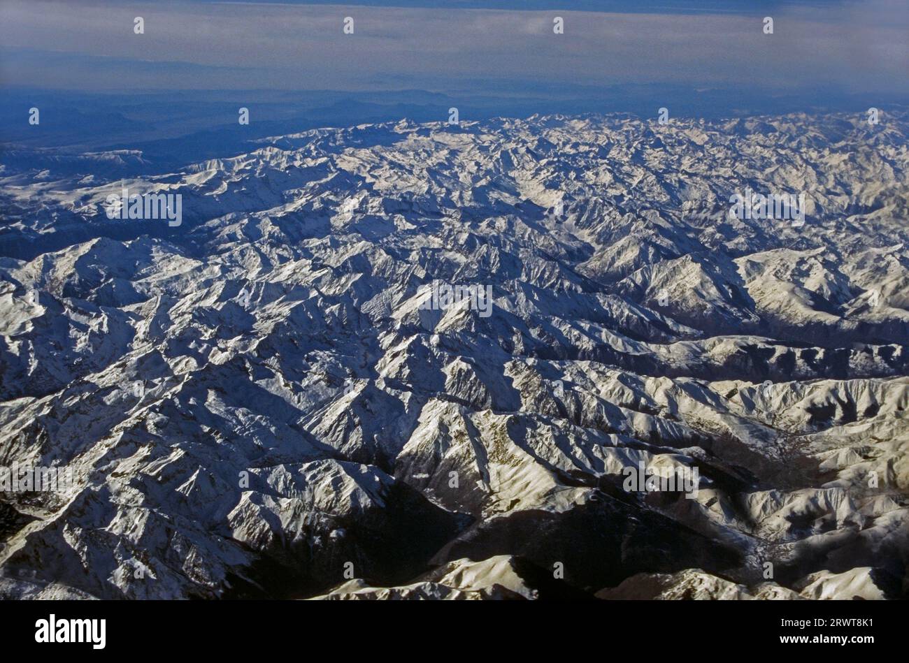 Aerial photograph of the Pyrenees, Spanish and French Pyrenees, border mountains between France and Spain Stock Photo