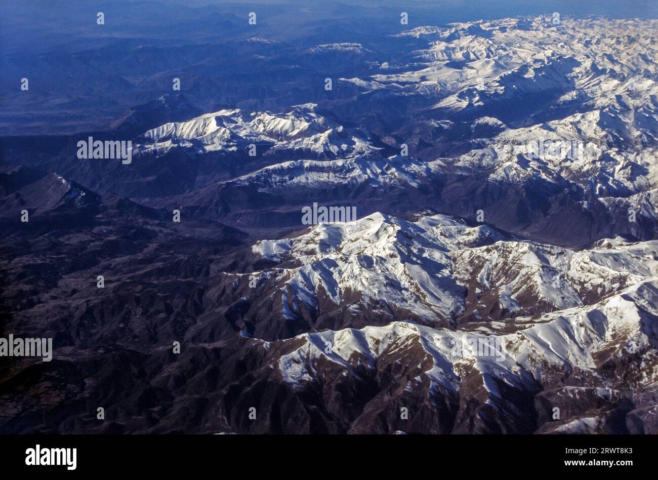 Aerial photograph of the Pyrenees, Spanish and French Pyrenees, border mountains between France and Spain Stock Photo