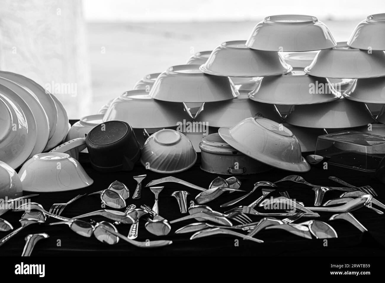 Plastic bowls Black and White Stock Photos & Images Alamy