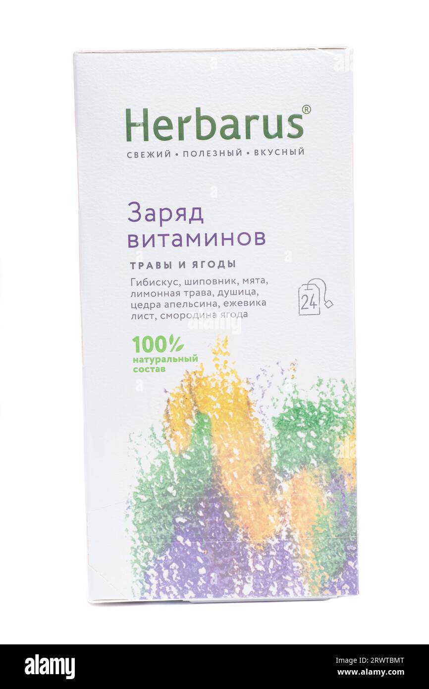 Moscow, Russia, September 20, 2023: Herbarus Tea Drink Vitamin Charge ...