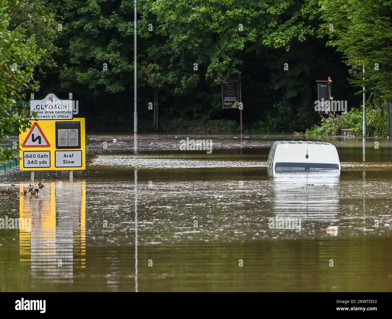 Swansea, 20th September 2023, Flooding UK weather Police have closed