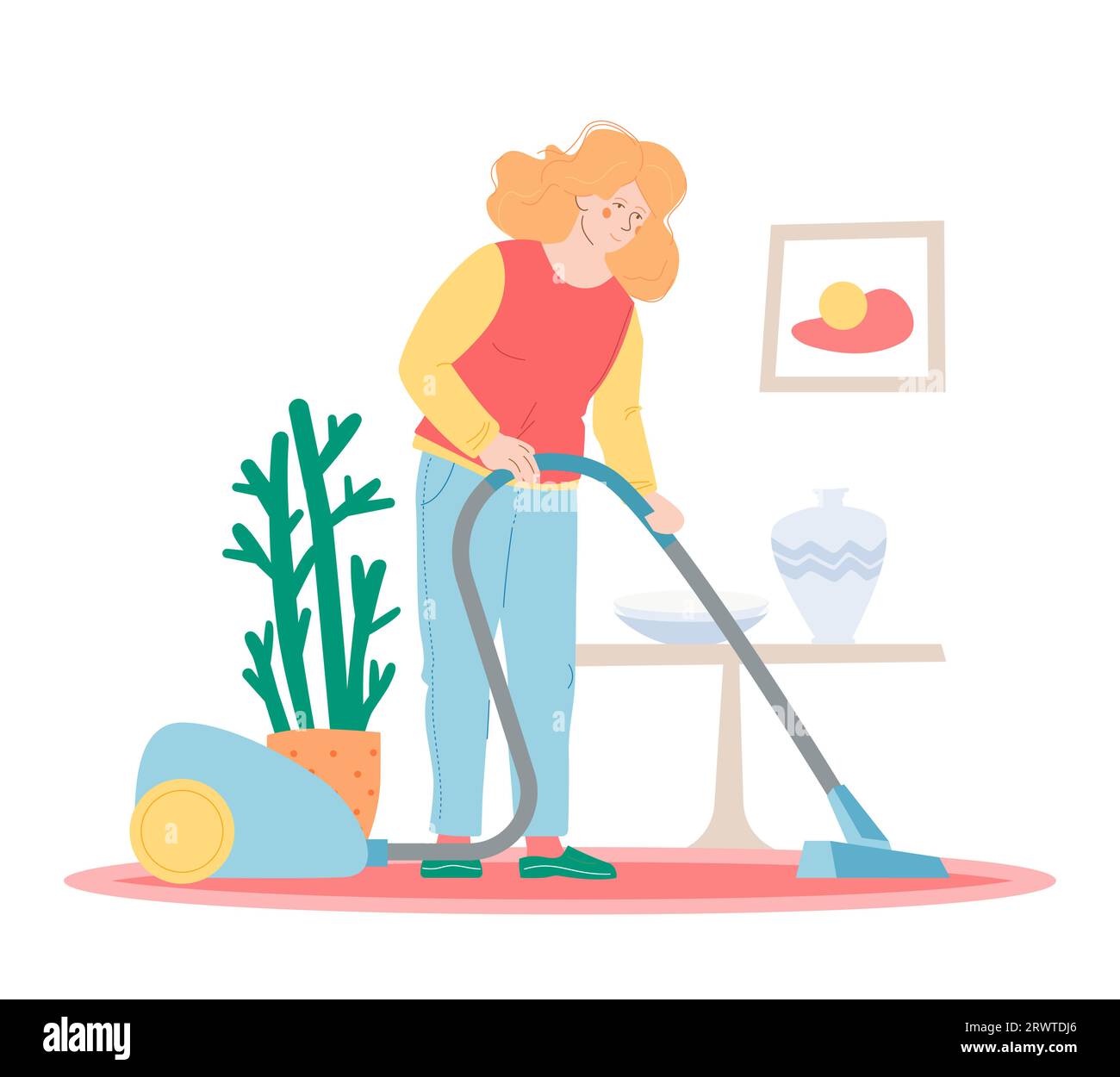 Vacuum the carpet - modern colored vector illustration Stock Vector ...
